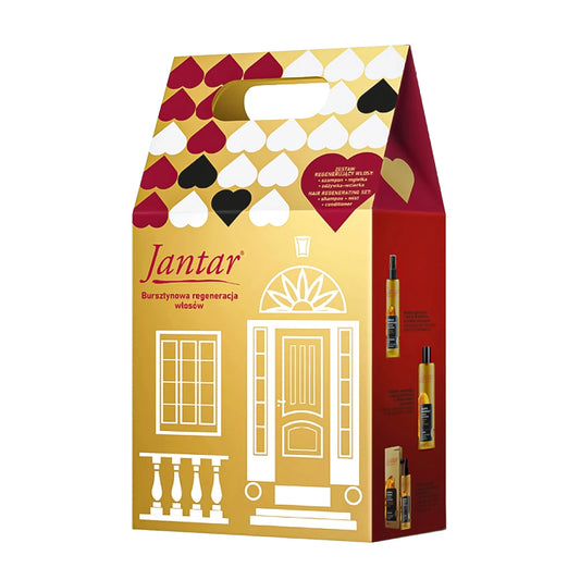 JANTAR Dovanų rinkinys pažeistiems plaukams (Šampūnas 300ml + Kondicionierius 100ml + Plaukų purškiklis 200ml)