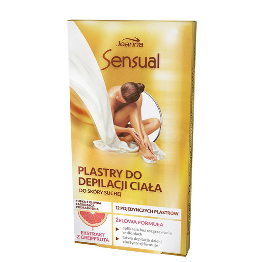 JOANNA Sensual Želatiniai depiliacijos pleistrai kūnui - sausa oda Greipfrutas 1 pakuotė (12 vnt.)