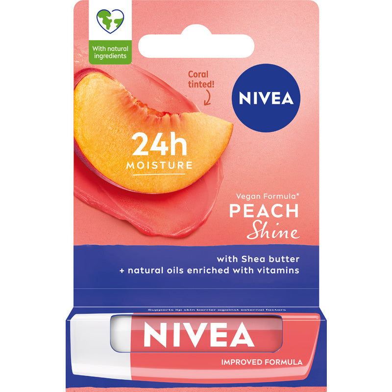NIVEA Lip Care Drėkinanti lūpų balzamas Persikų spindesys 4.8 g