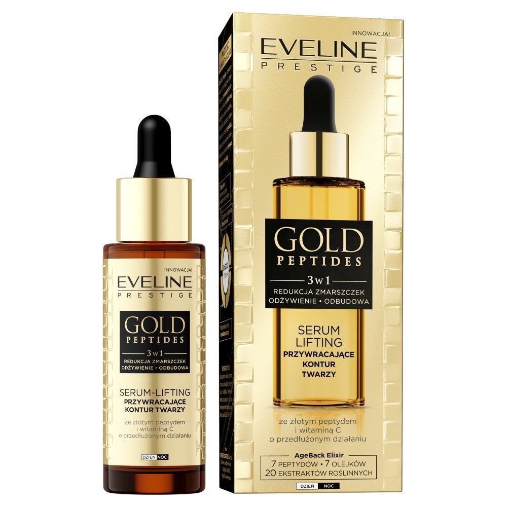 EVELINE Gold Peptides Serumas kontūrą atstatantis liftingas 3w1 30 ml