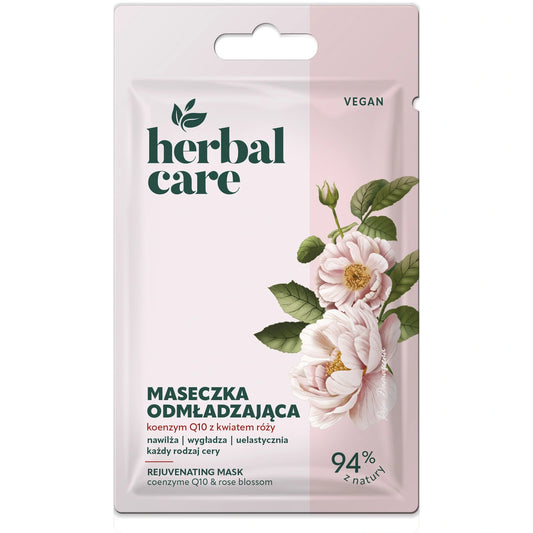 HERBAL CARE Vegan Atjaunojošā Sejas Maska - Koenzīms Q10 ar Rozes Ziedu 7 g