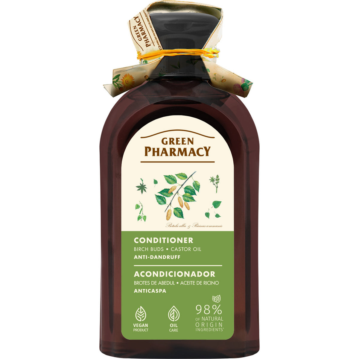 GREEN PHARMACY Šampūnas prieš pleiskanas Beržo pumpurai ir Ricinos aliejus 300 ml