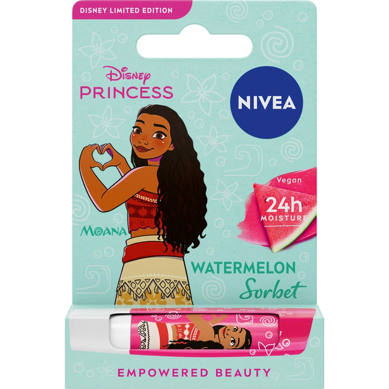 NIVEA Disney Princess Drėkinanti lūpų balzamas Arbūzų Sorbet Moana - ribota leidimas 4.8 g