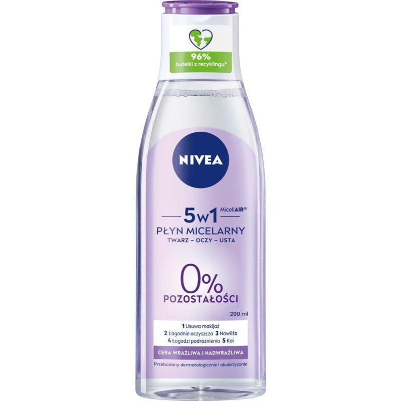 NIVEA MicellAIR Micelinė valymo priemonė makiažui 5w1 - jautriai ir labai jautriai odai 200 ml