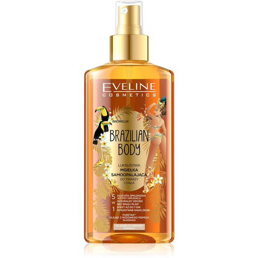 EVELINE Brazilian Body Luksusinė savaiminio įdegio migla veidui ir kūnui 5w1 150 ml
