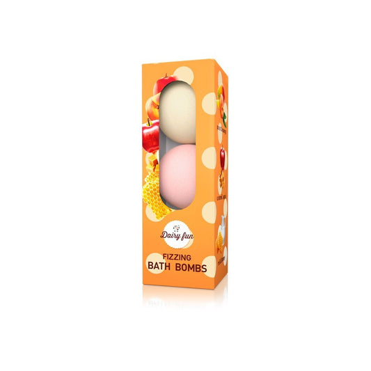 DELIA COSMETICS DAIRY FUN Putojančios vonios bombos - Pienas, Medus, Karamelinė Obuolys, Persikas 3 x 100 g