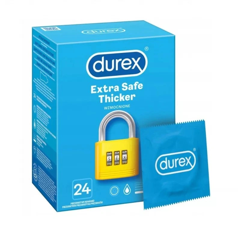 DUREX Extra Safe Prezervatyvos su padidintu lubrikanto kiekiu 24 vnt.