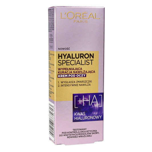 LOREAL Hyaluron Specialist Krem-kuracja drėkinantis ir lyginantis paakiams 15 ml