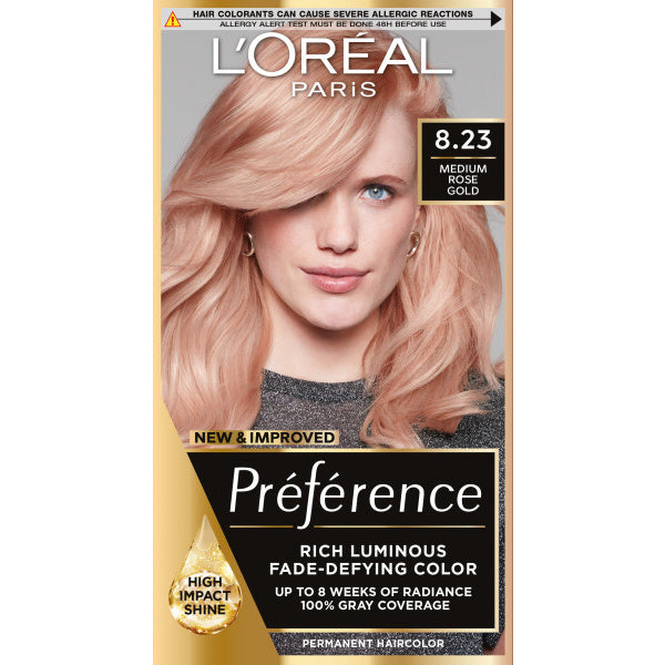 LOREAL Preference Plaukų dažai 8.23 - Vidutinė Rožinė Auksinė 1 vnt.