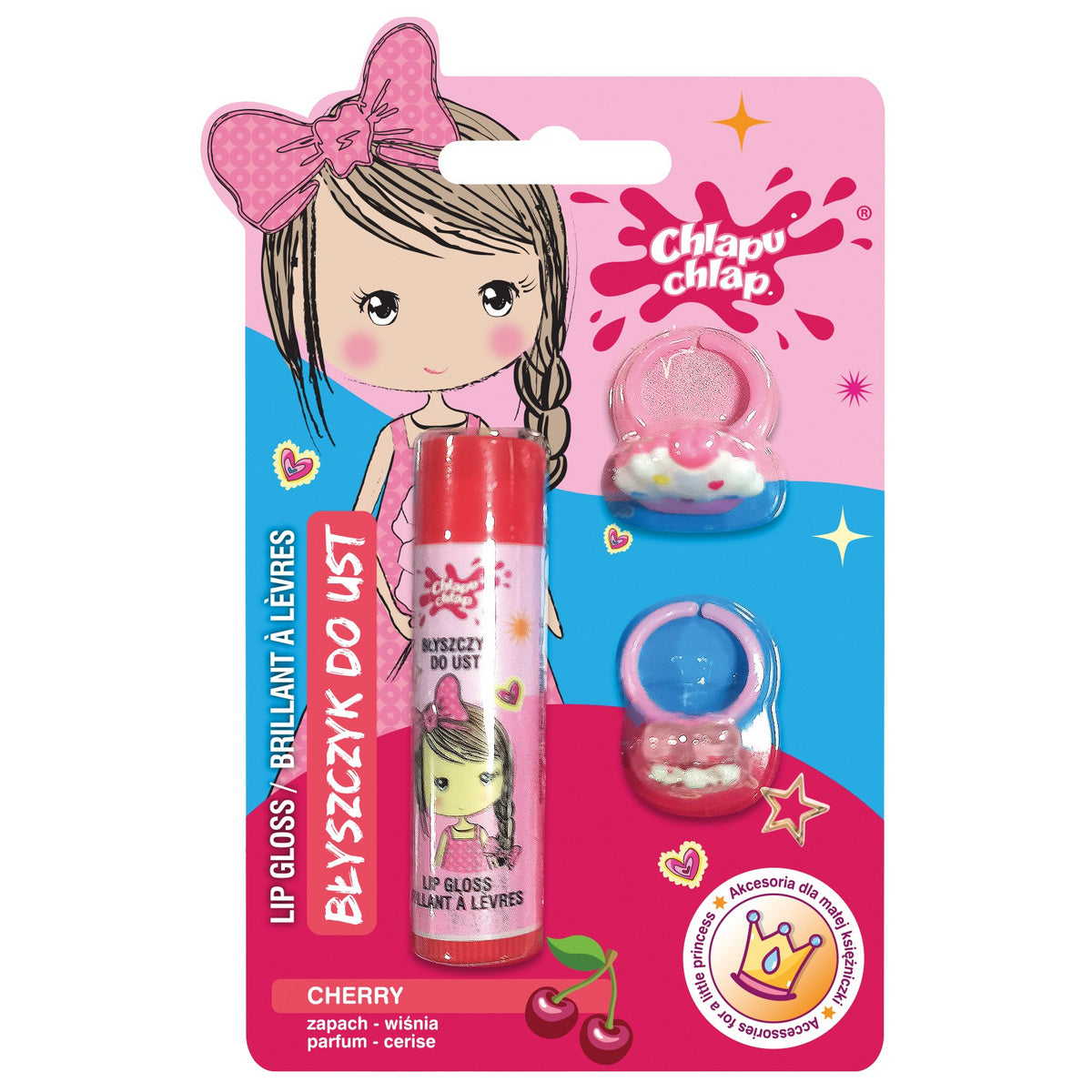 CHLAPU CHLAP Lūpų blizgis + žiedai - Vyšnia 1vnt.