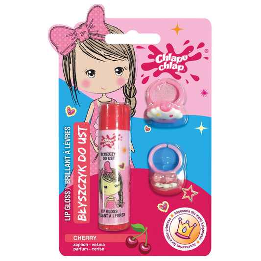 CHLAPU CHLAP Lūpų blizgis + žiedai - Vyšnia 1vnt.