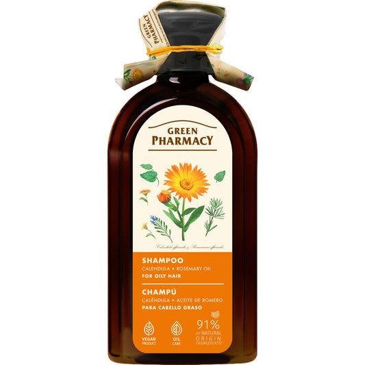 GREEN PHARMACY Šampūnas riebiems plaukams su medetkomis ir rozmarinu 350 ml