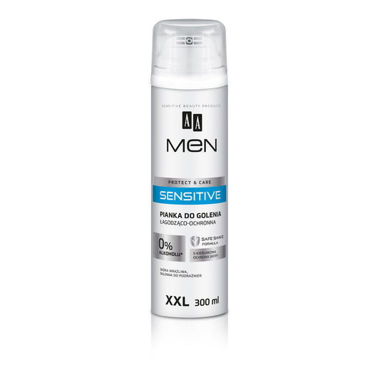 AA Men Sensitive Care Švelninanti ir apsauganti skutimosi puta XXL 300 ml