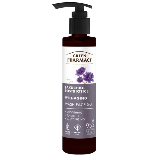 GREEN PHARMACY Bakuchiol + Postbiotikai Priešraukšlinis veido prausiklis 200 ml
