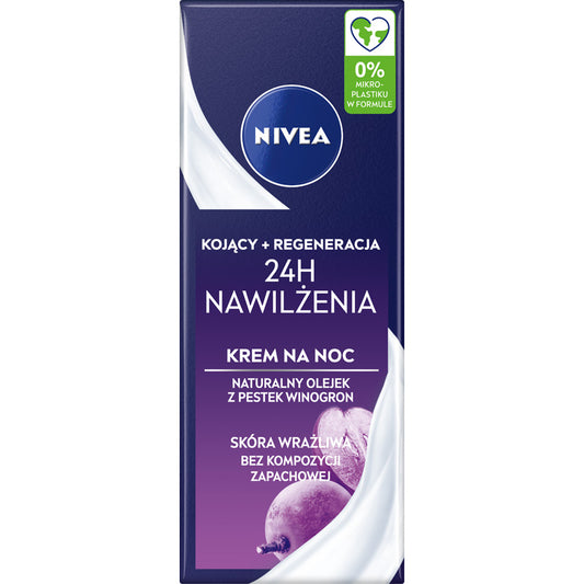 NIVEA 24H Drėkinimo Raminantis-atkuriamasis naktinis kremas 50 ml