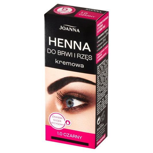 JOANNA Henna kreminė antakiams ir blakstienoms nr 1.0 juoda