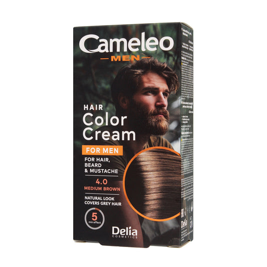 DELIA COSMETICS Cameleo Men Kremas koloryzujący plaukams, barzdai ir ūsams 4.0 Medium Brown