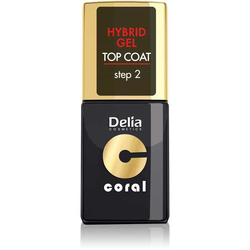 DELIA COSMETICS Coral Hybrid Gel Nagų lakas Top Coat 11ml