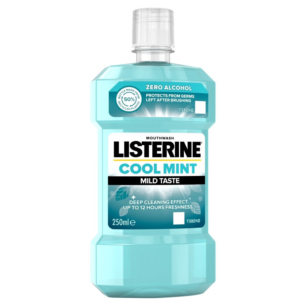 LISTERINE Cool Mint Mild Taste Burnos skalavimo skystis be alkoholio 250ml