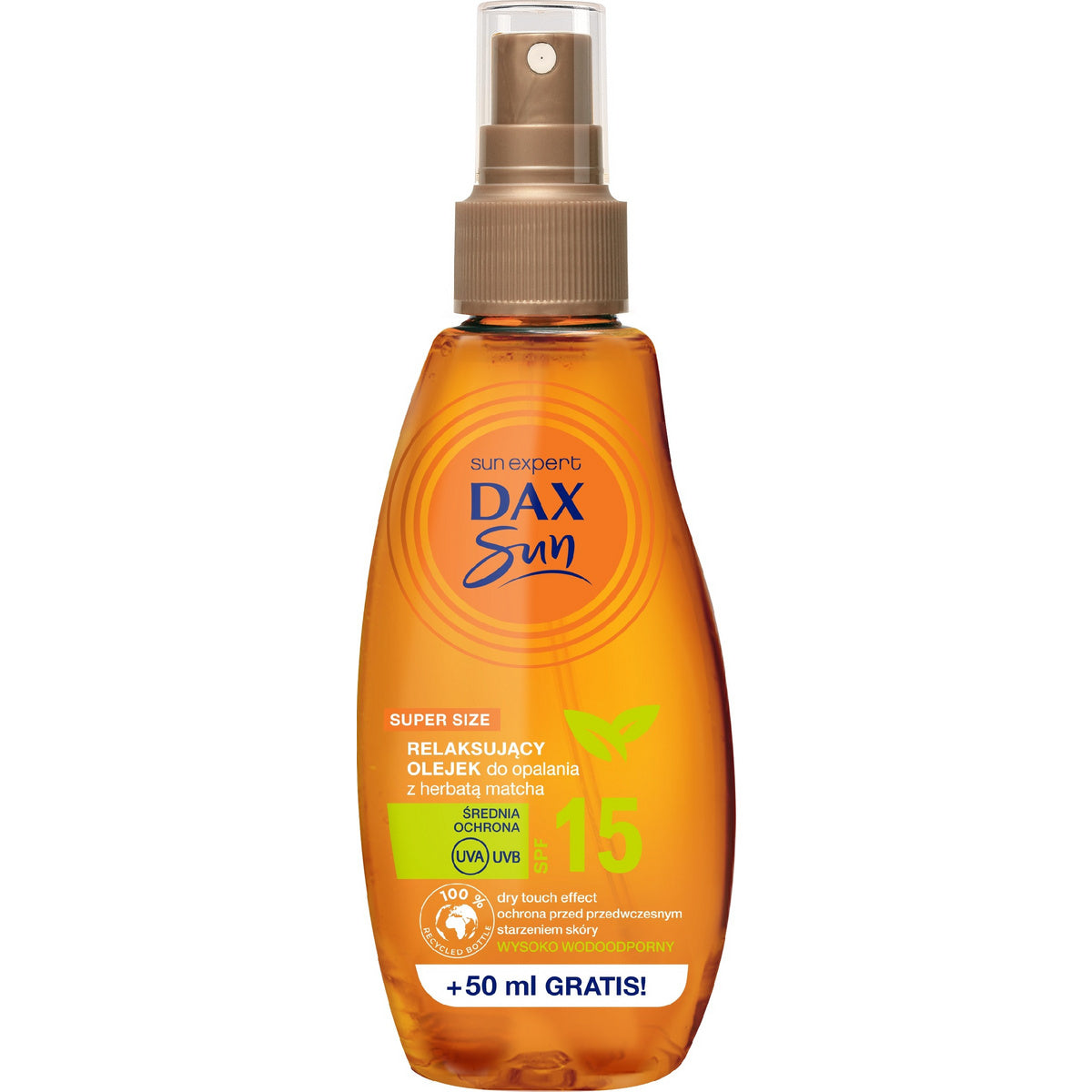 Dax Sun Atsipalaiduojantis įdegio aliejus su Matcha arbata SPF15 200ml