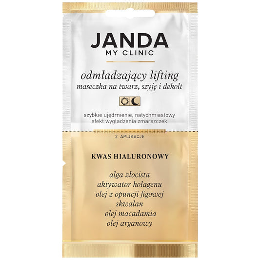 JANDA MY CLINIC Veido, kaklo ir dekoltės kaukė - Atjauninantis liftingas 8ml (2 aplikacijos)