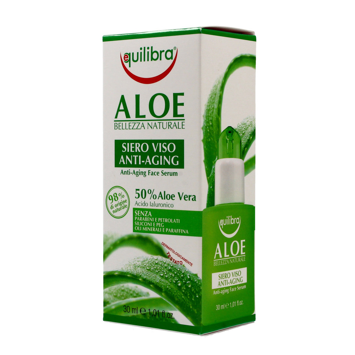 Equilibra Aloe Serumas priešraukšlinis veidui 50% alavijo 30ml