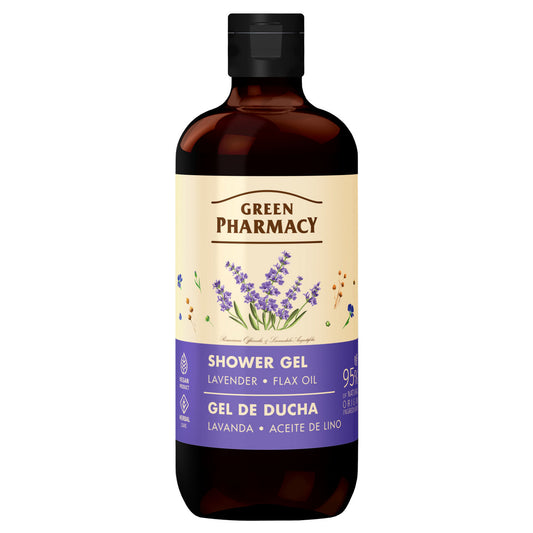 GREEN PHARMACY Dušo gelis - Levanda + Linų aliejus 500 ml