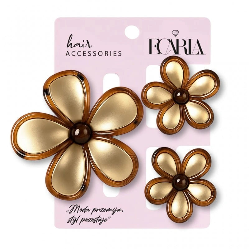 ECARLA 3w1 plaukų segtukų rinkinys Kwiat omre XL + 2 vnt. mini segtukai SP433 1 pakuotėje - 3 vnt.