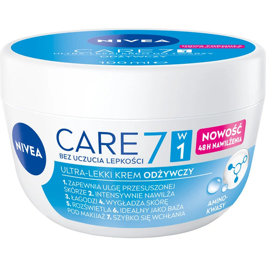 NIVEA Care 7w1 Ultra Lengvas Veido Kremas - maitinantis 100 ml