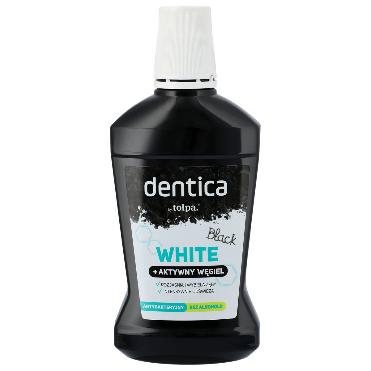 TOŁPA Dentica Black White Burnos skalavimo skystis su aktyvinta anglimi 500 ml