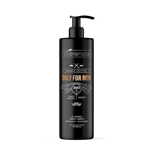 BIELENDA ONLY FOR MEN BARBER Edition Veido ir barzdos prausiklis atgaivinantis-švarinantis 190g