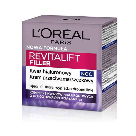 LOREAL Revitalift Filler 40+ Naktinis kremas nuo raukšlių su hialurono rūgštimi 50 ml