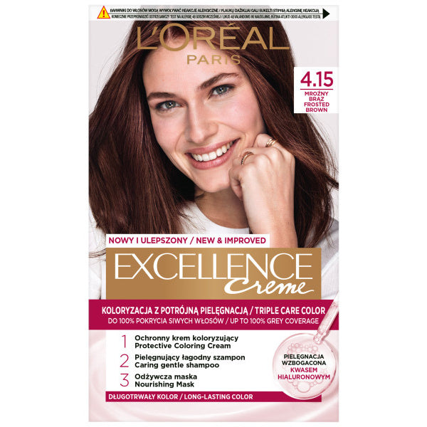 LOREAL Excellence Creme Plaukų dažai 4.15 Šaltas Rudas