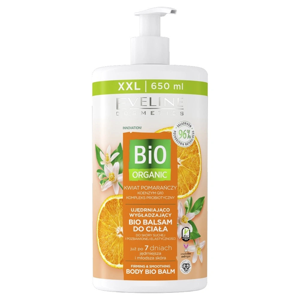 EVELINE Bio Organic Stangrinantis ir lyginantis bio kūno balzamas - Apelsinų žiedas 650 ml