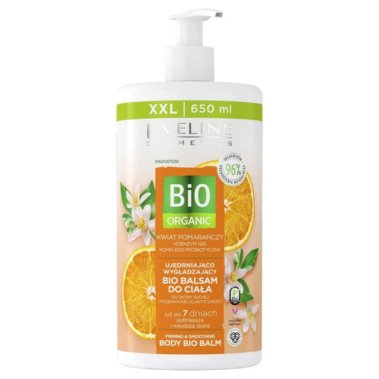 EVELINE Bio Organic Stangrinantis ir lyginantis bio kūno balzamas - Apelsinų žiedas 650 ml