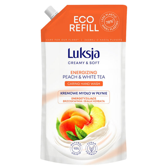 Luksja Creamy & Soft Energizuojantis Kreminis Skystas Muilas Persikas ir Baltasis Arbata 900ml - atsargos