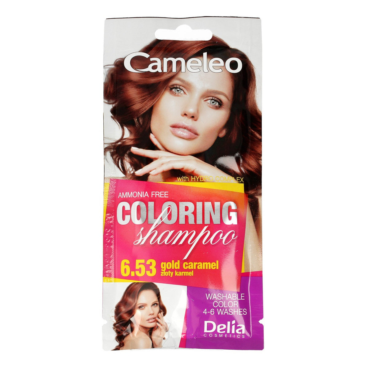 DELIA COSMETICS CAMELEO Spalvą atnaujinantis šampūnas nr. 6.53 Auksinis Karamelis 40ml