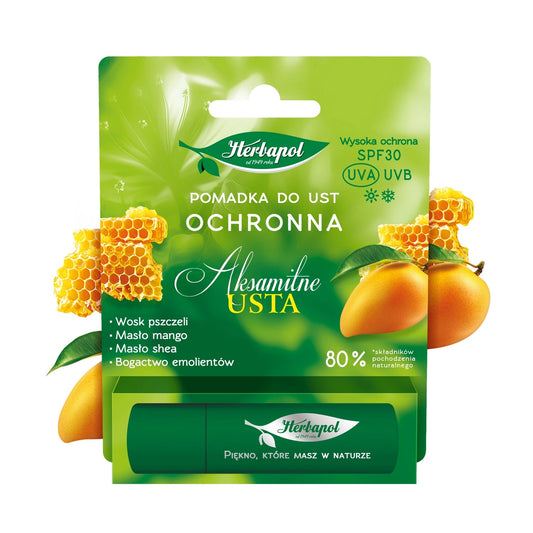 HERBAPOL Aksamitne Usta Lūpų balzamas SPF30 - Mango 4.9 g