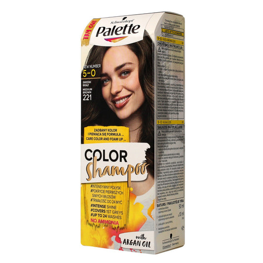 Palette Color Shampoo Šampūnas, spalva nr. 5-0 (221) Vidutinė Ruda 1op.