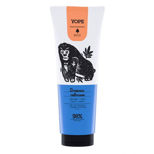 YOPE Wood Dušo gelis ir šampūnas 2in1 Kedro medžio 250ml