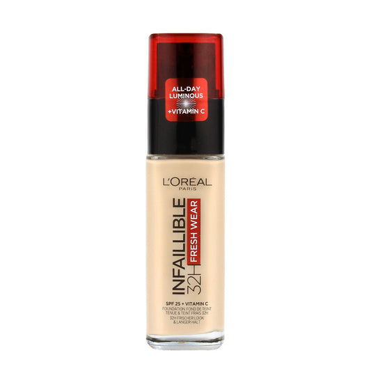 LOREAL Infaillible 32H Fresh Wear Ilgalaikis makiažo pagrindas 120 Vanilla 30 ml