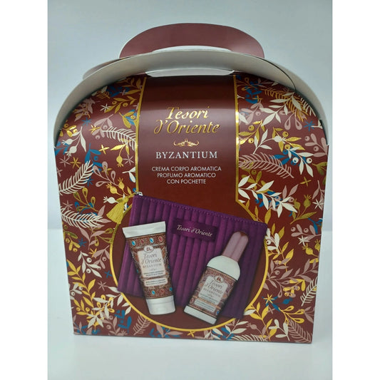 TESORI D'ORIENTE Dovanų rinkinys Byzantium (Tualetinis vanduo 100 ml + Kūno kremas 75 ml + Aksominė kosmetinė)