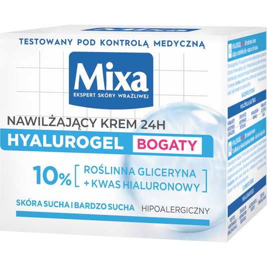 MIXA Hyalurogel Turtingas Kremas intensyviai drėkinantis 50 ml