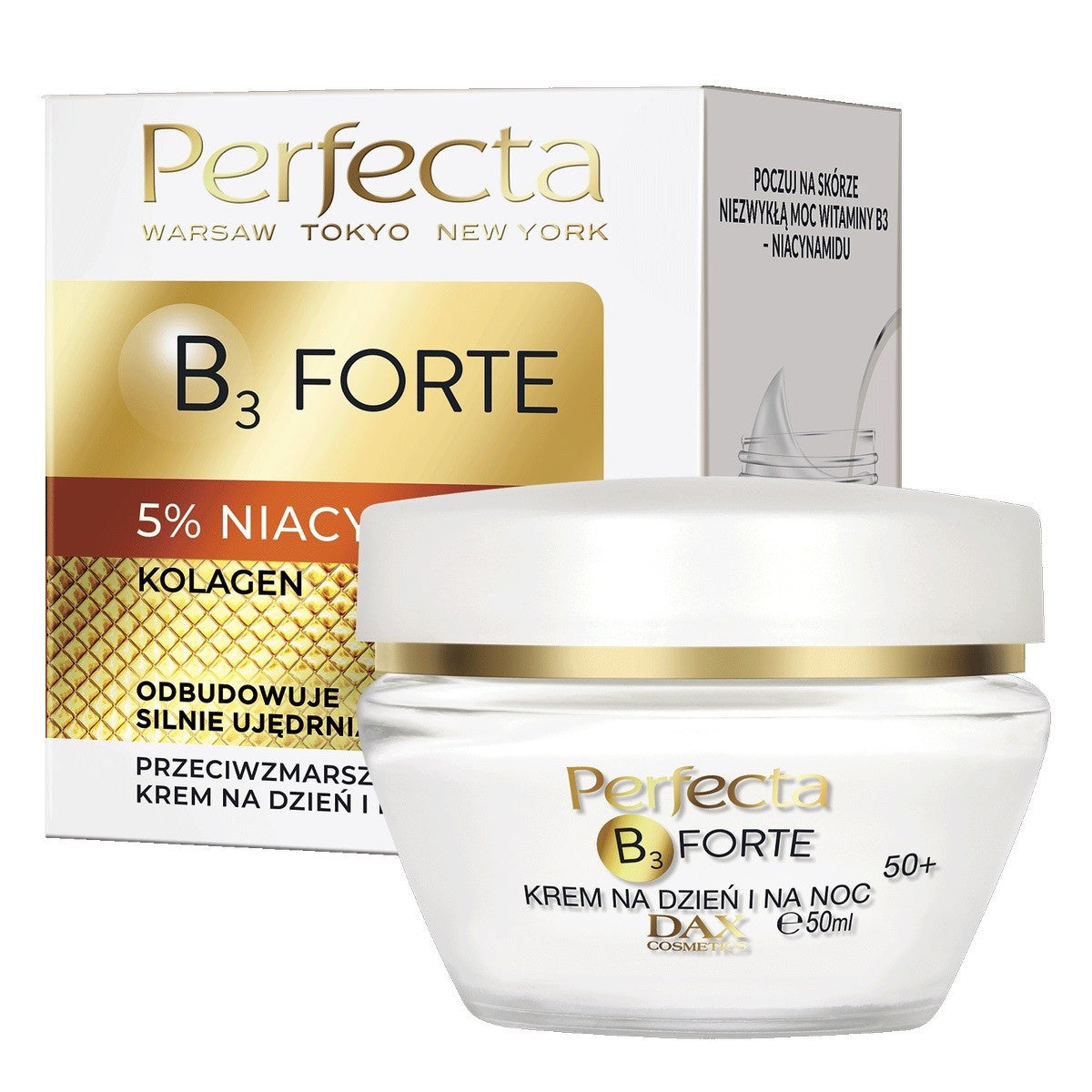PERFECTA B3 Forte 50+ Kremas nuo raukšlių dienai ir naktiai su 5% niacinamidu 50 ml