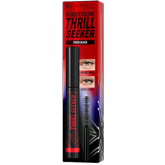 RIMMEL Wonder Volume Thrill Seeker Blakstienų tušas, didinantis apimtį, Juodas 8 ml