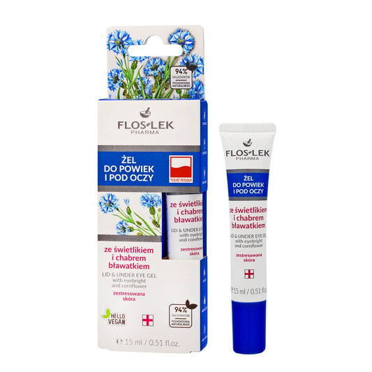 FLOSLEK Akys Gelis paakiams ir vokams su šviesiakalniu ir mėlynuoju aguonėliu 15 ml