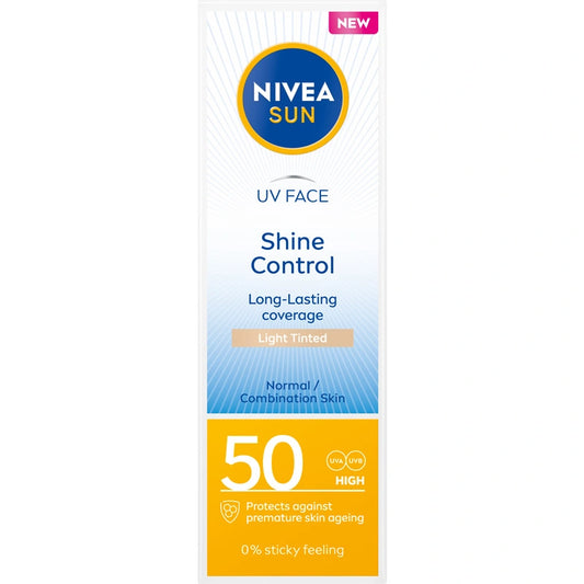 NIVEA SUN Shine Control Matinis spalvą suteikiantis kremas veidui Light Tinted SPF50 50 ml