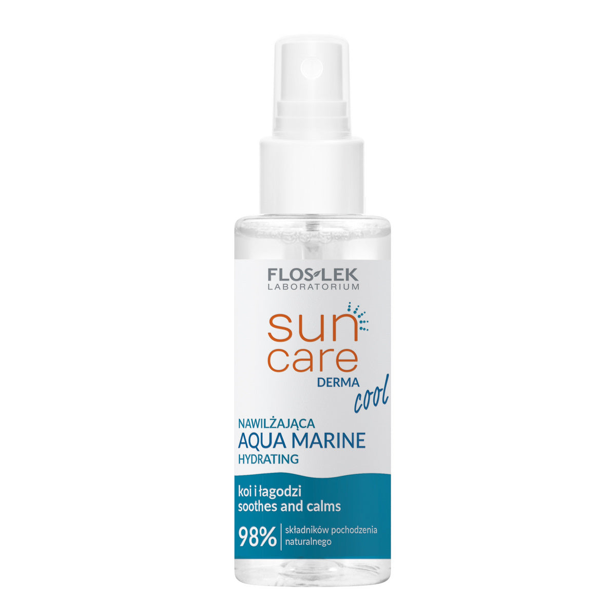 FLOSLEK Sun Care Derma Cool Drėkinamoji purškiklis po saulės vonių Aqua Marine 95ml