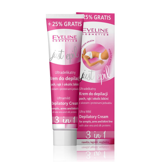 EVELINE Just Epil Ultradelikatnus depiliacijos kremas pažastims, rankoms ir bikinio zonai 3w1 125 ml