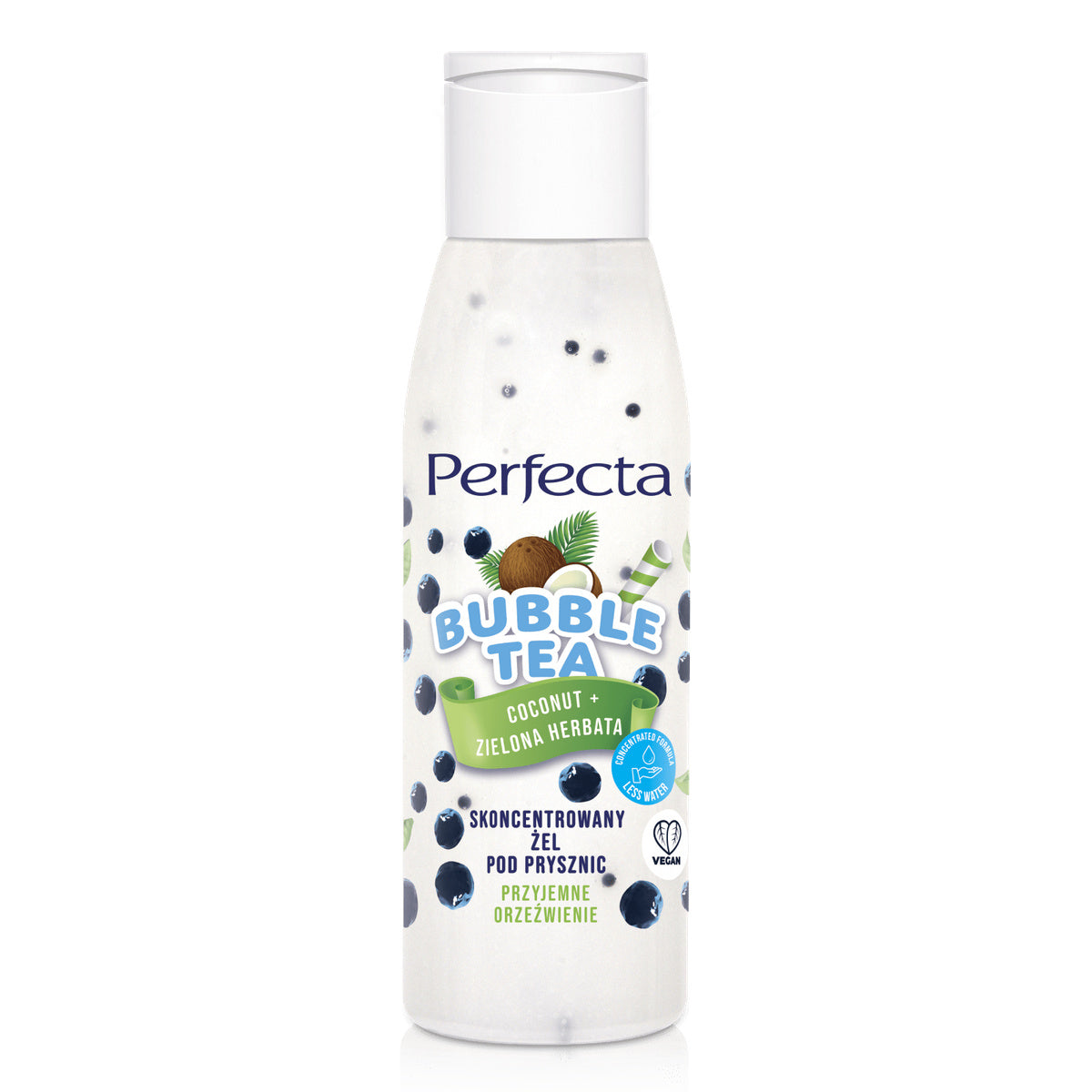 PERFECTA Bubble Tea Koncentruotas dušo gelis - Kokosų + Žalioji arbata Mini 100 ml